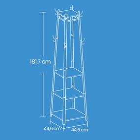 Bengaleiro, suporte para casacos com 4 prateleiras 43 x 43 x 180 cm preto-greige