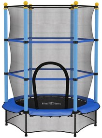 HOMCOM Trampolim para Crianças com Rede de Segurança e Estrutura de Aço para Interiores e Exteriores Carga 50kg Ø140x190 cm Azul