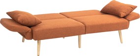 Sofá-cama com design moderno, encosto reclinável e braços ajustáveis, em tecido com efeito de linho castanho