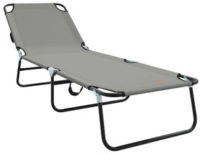 Espreguiçadeira Dobrável 2 pcs Cinza em tecido Oxford 600D