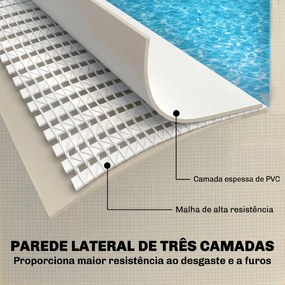 Piscina Desmontável Tubular 316x238x66,5 3701 L Piscina Retangular com Estrutura Metálica para 2-4 Pessoas Cinza