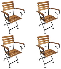 Cadeiras de jardim dobráveis 4 pcs aço e madeira acácia maciça