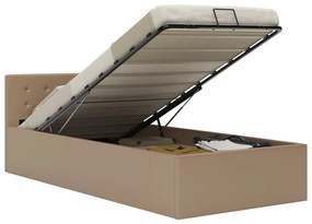 vidaXL Cama hidráulica c/ arrumação 90x200cm couro artif. cappuccino