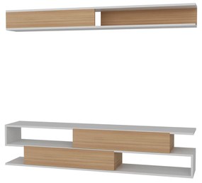 Móvel TV Sims – Branco e Teca – 176x39x31,5 cm