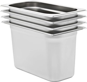 vidaXL Recipientes gastronorm 4 pcs GN 1/3 200 mm aço inoxidável