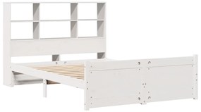 Cama com estante sem colchão 160x200 cm pinho maciço branco