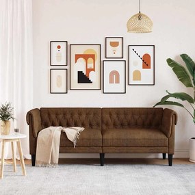 vidaXL Sofá Chesterfield Losangos Castanho 201.5 x 74.5 x 74.5 cm