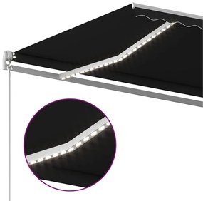 Toldo automático c/ LED e sensor de vento 5x3,5 m antracite