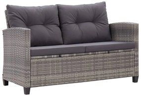 vidaXL Sofá de jardim 2 lugares com almofadões 124 cm vime PE cinzento