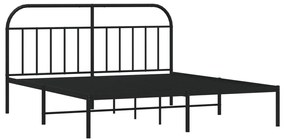 Estrutura de cama com cabeceira 160x200 cm metal preto