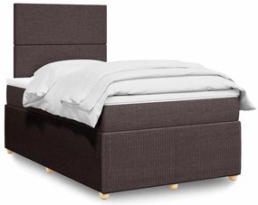 Cama boxspring com colchão 120x190 cm tecido castanho-escuro