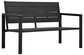 Banco de jardim 120 cm PEAD aspeto de madeira preto