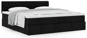 Estrutura de cama otomana com colchão 200x200 cm tecido preto