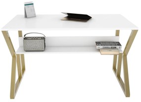 Secretária Wake – Branco Dourado – 120 cm x 72,8 cm x 60 cm