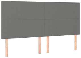 Cabeceira de cama c/ LED tecido 200x5x118/128 cm cinza-escuro