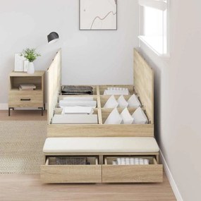 Cama com Arrumação em Carvalho Sonoma 90x200 cm