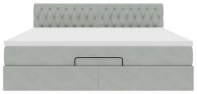 Estrutura de cama otomana com colchão 160x200 cm cinzento claro