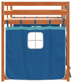 Beliche com cortinas 90x200 cm madeira de pinho maciça azul