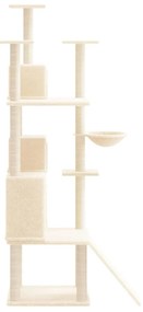 Árvore p/ gatos c/ postes arranhadores sisal 175 cm cor creme