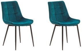 Conjunto de 2 cadeiras de jantar em veludo azul MELROSE Beliani