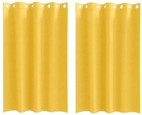 Cortinas 2 pcs amarelo mostarda 175 x 140 cm Poliéster