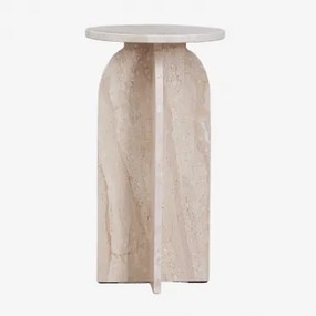 Mesa Lateral Redonda Ø30 Cm Em Mármore Graham Mármore Creme Bege - Sklum