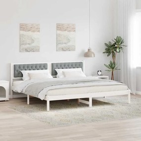 vidaXL Estrutura da Cama com cabeceira Cinzento-claro 200 x 200 cm