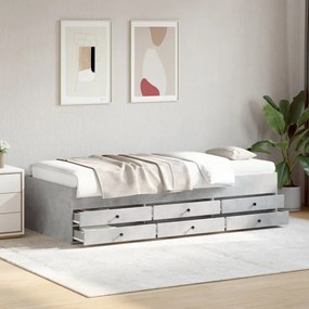 Sofá-cama com gavetas sem colchão 75x190 cm cinzento cimento