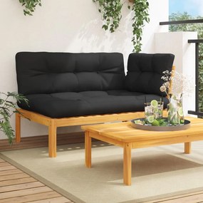 vidaXL Sofá de canto para jardim com almofadões acácia maciça