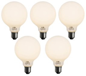 Conjunto de 5 Lâmpadas LED E27 Opal G95 Reguláveis 5W 450LM 2700K