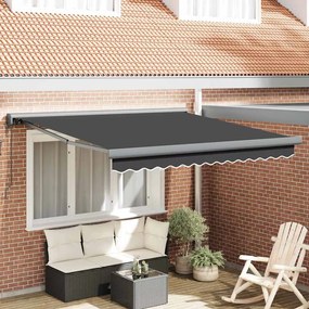 vidaXL Toldo Retrátil Manual Antracite 300 x 250 cm Tecido, Metal