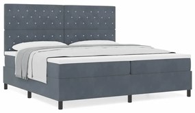 Cama Box Spring vidaXL com Colchão Cinza Escuro 200x200 cm Veludo