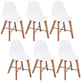 vidaXL Cadeiras de jantar 6 pcs plástico branco