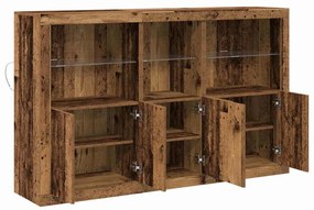 Buffet Lateral com Luzes LED Madeira Antiga 162x37x100 cm Madeira Recu