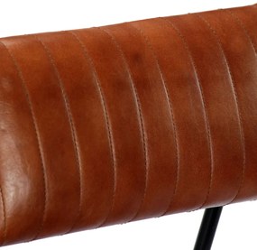 Cadeira de baloiço em couro genuíno castanho