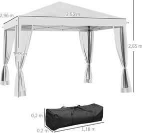 Tenda pop-up Barnum dobrável estilo colonial 3 x 3 m, com 4 redes mosquiteiras + saco de transporte creme