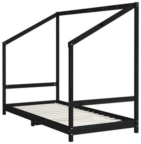 Estrutura de cama infantil 90x190 cm pinho maciço preto