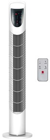 HOMCOM Ventoinha de Coluna com 3 Nivéis de Velocidade Temporizador 7,5h Potência 40W e Oscilação 70° Ø18x78,5 cm Branco
