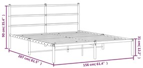 Estrutura de cama com cabeceira 150x200 cm metal branco