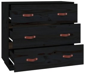 Aparador 80x40x75 cm madeira de pinho maciça preto