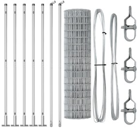 Cerca Euro com 7 Postes Flangeados 1x10 m de Aço Galvanizado