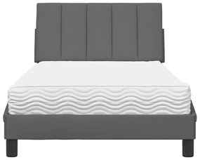 Cama com colchão 100x200 cm tecido cinzento-escuro