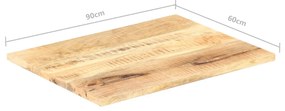 Tampo de mesa madeira de mangueira maciça 25-27 mm 90x60 cm