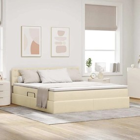 vidaXL Cama com arrumação e colchão com colchão Creme 180 x 200 cm