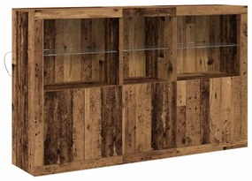 Buffet Lateral com Luzes LED Madeira Antiga 162x37x100 cm Madeira Recu