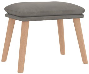 Cadeira de descanso com banco veludo cinzento-claro