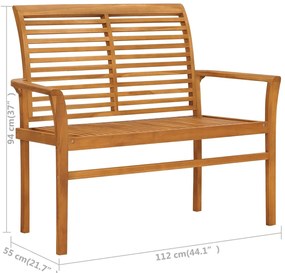 Banco de jardim c/ almofadão azul-claro 112 cm teca maciça