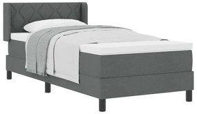 Cama Box com Colchão em Cinza Escuro - 100x200 cm, Tecido