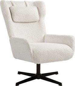 HOMCOM Poltrona de destaque, Poltrona estofada com revestimento de fleece, Base giratória, Estrutura metálica, Creme branco | Aosom Portugal