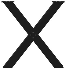 Pés de mesa de jantar em formato de X, 2 peças, preto, 80x (72-73) cm,